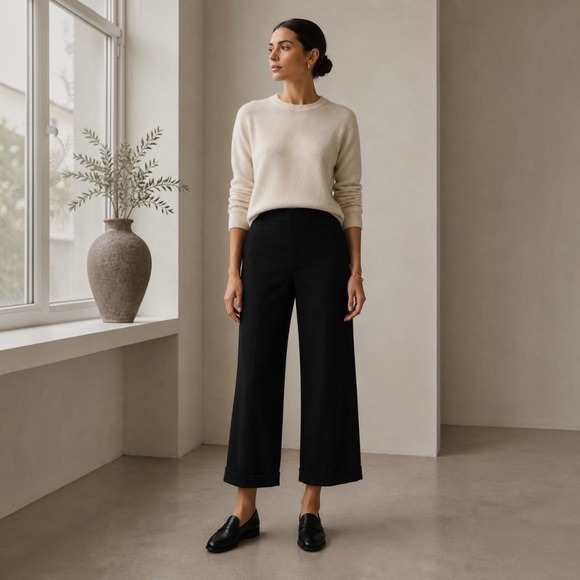 J.CREW Pants - J.Crew Black Wool Blend Wide Leg Culotte Pants Womens Approx Size 12